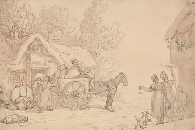 Zakken in een kar laden door Thomas Rowlandson